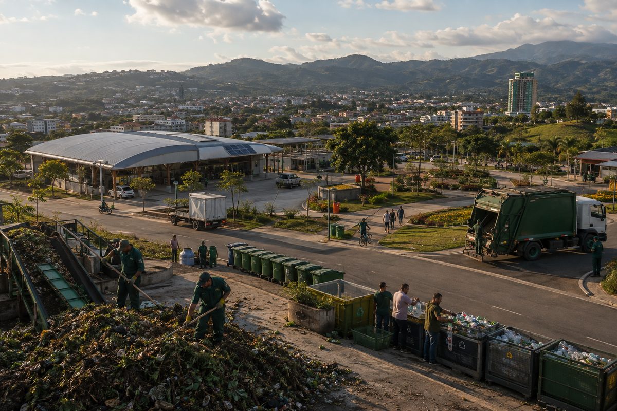 Zero waste city system shown at a large public service facility