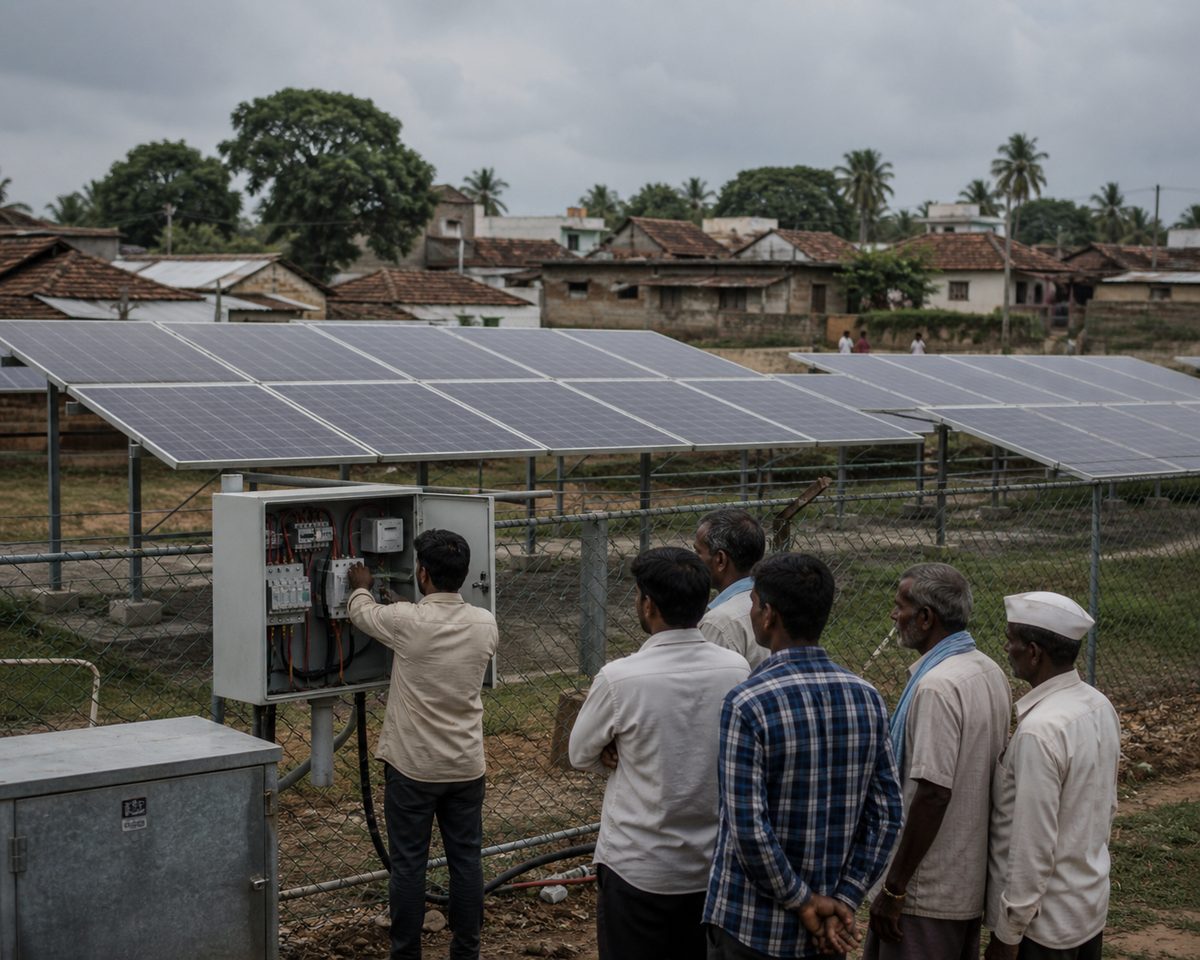 Community solar array shown in a shared community workspace