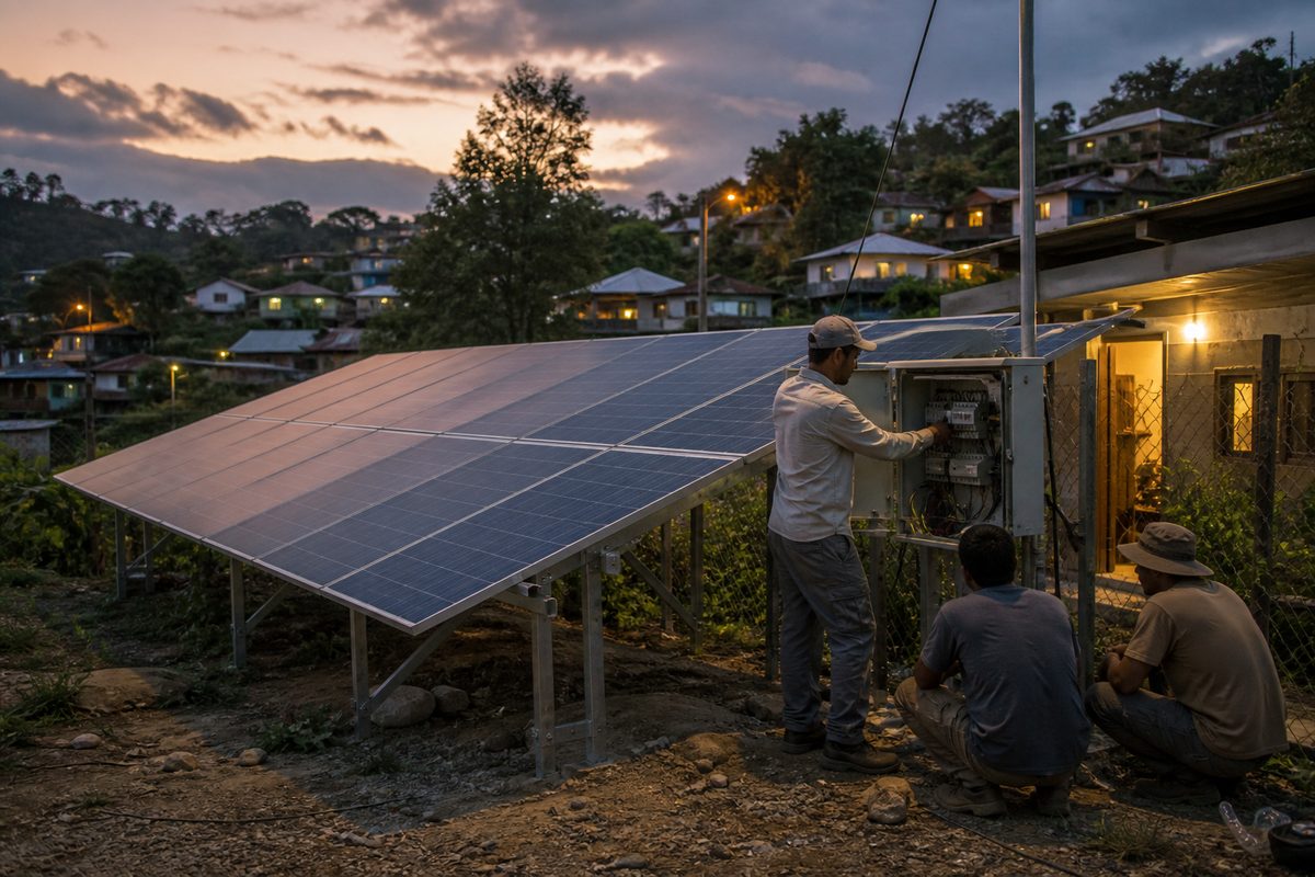 Community solar array with equipment for community level use
