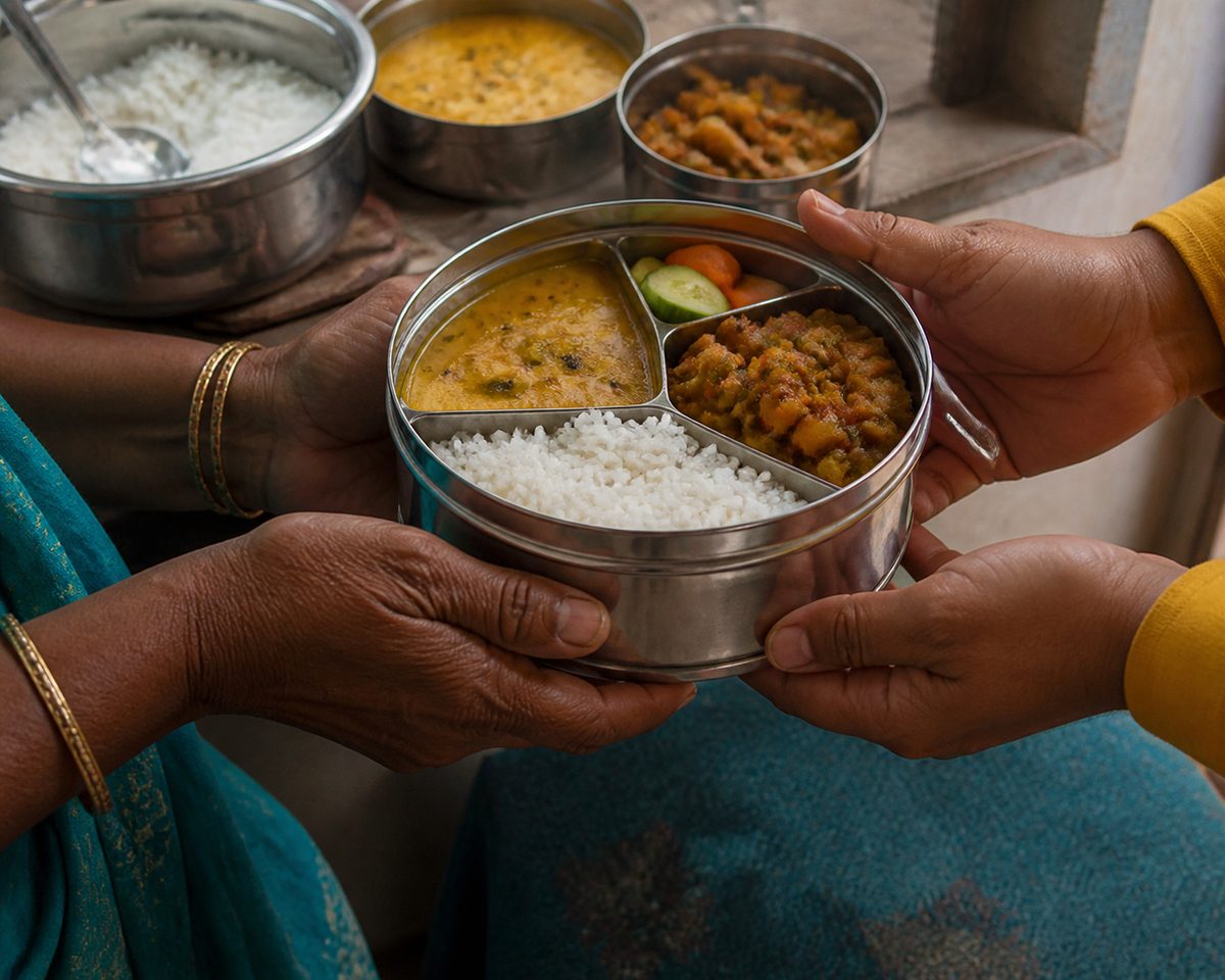 Warm meal shown as a single practical object in India