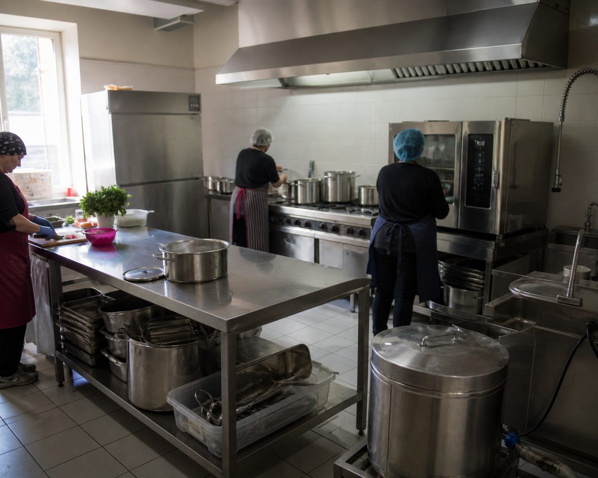 Community kitchen equipment with equipment for community level use