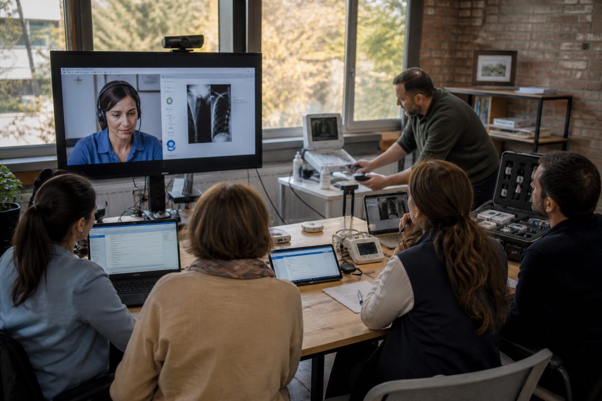 Telehealth platform rollout arranged at a practical service counter in Georgia