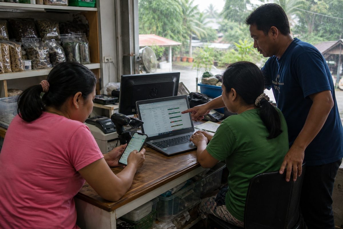 Cooperative inventory system with practical materials at a small worksite