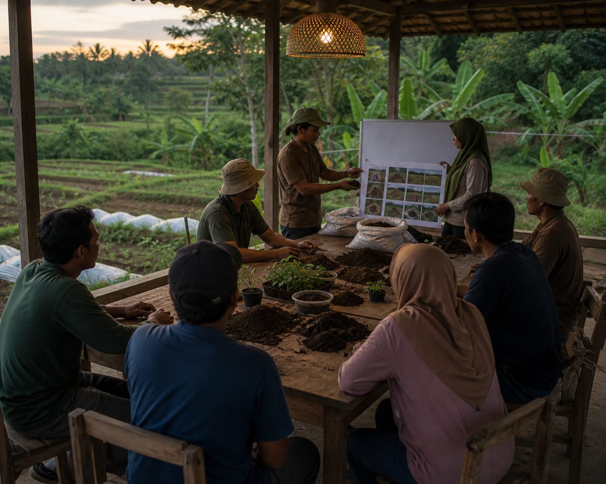 Regenerative farm transition arranged at a small business service area in Indonesia