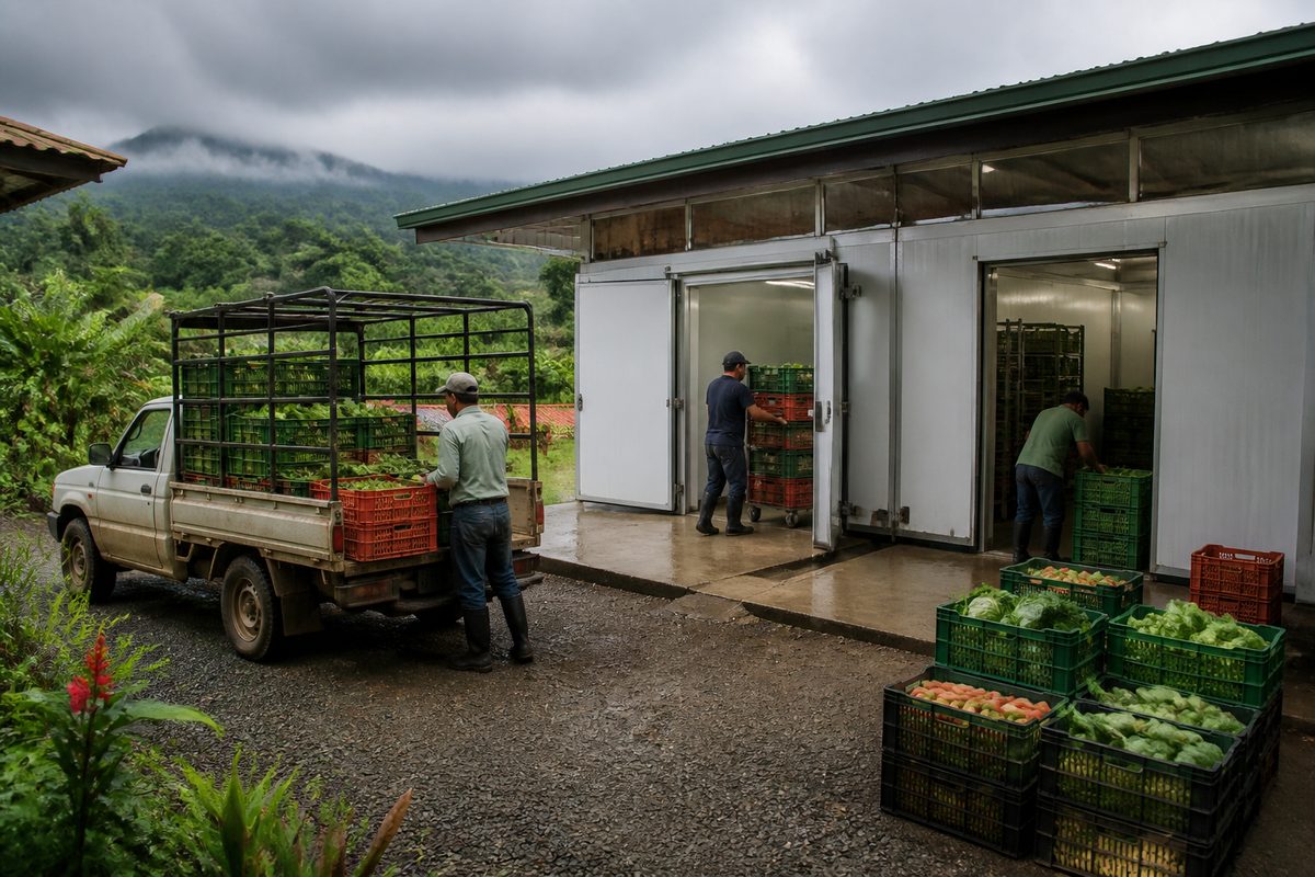 Cold storage cooperative shown at a village service point in Costa Rica