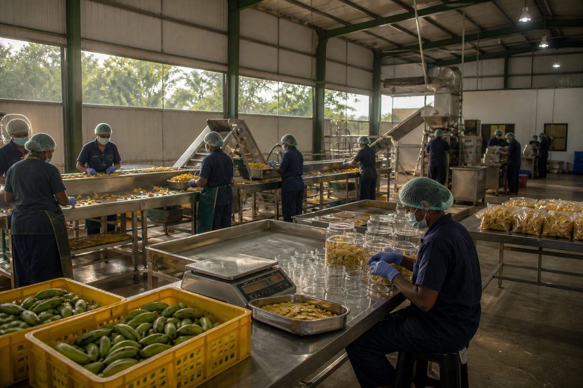 Regional food processing hub with facilities for coordinated local support