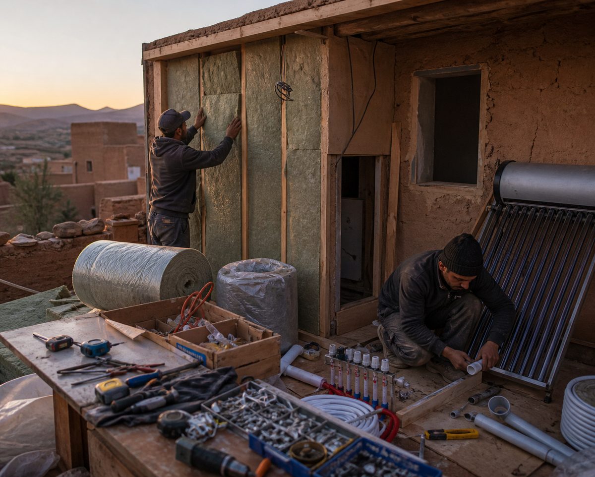 Resilient home renovation arranged for neighborhood use in Morocco