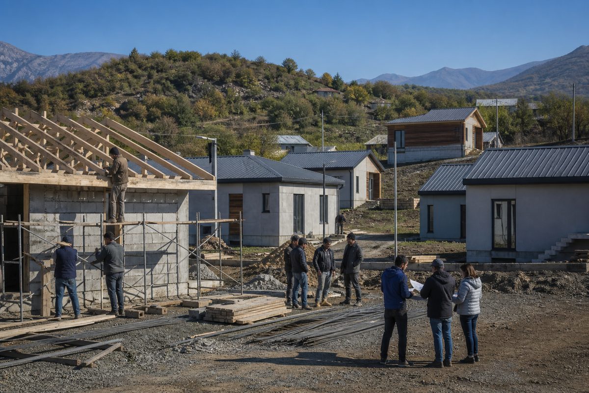 Worker housing cooperative with community equipment and local operators nearby