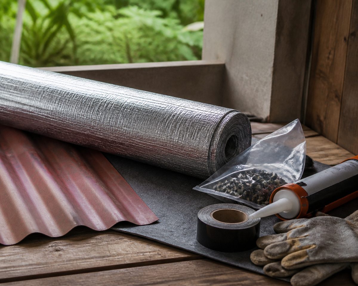 Roof repair materials shown as a single practical object in Costa Rica