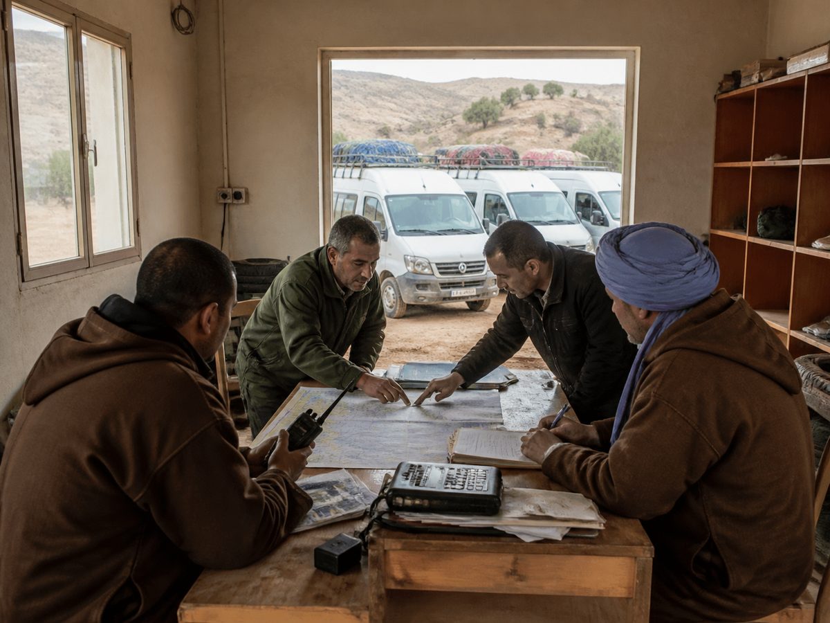 Rural transport cooperative shown at a local shop in Morocco