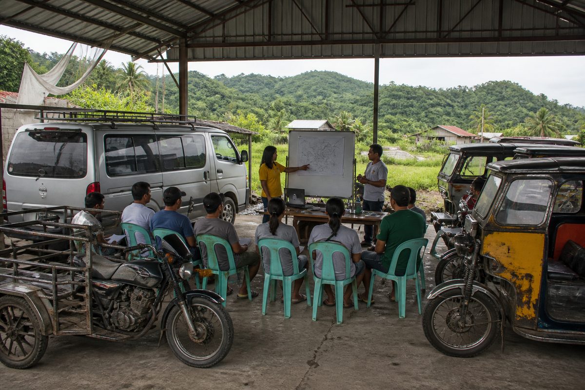 Rural transport cooperative with tools and equipment for small scale delivery