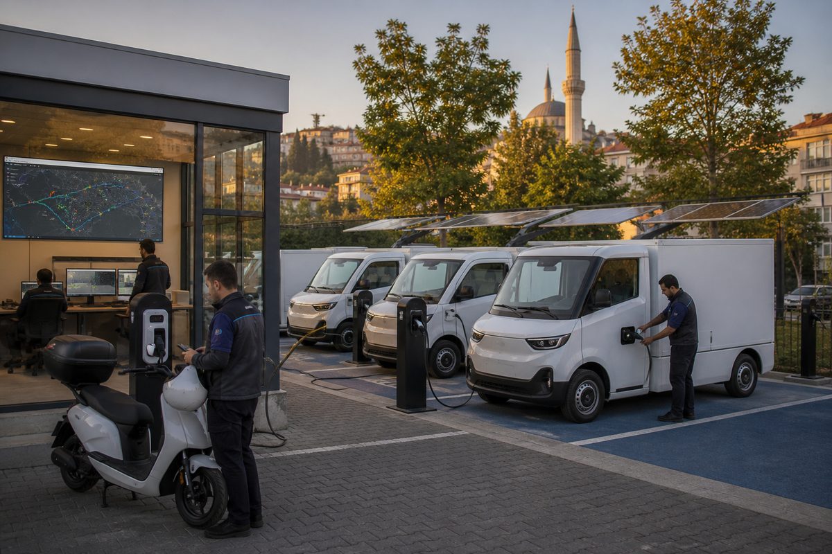 Clean delivery fleet arranged inside a regional operations center