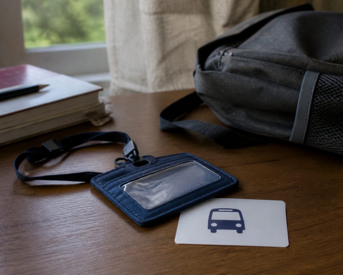 School transport pass with related small tools and materials nearby