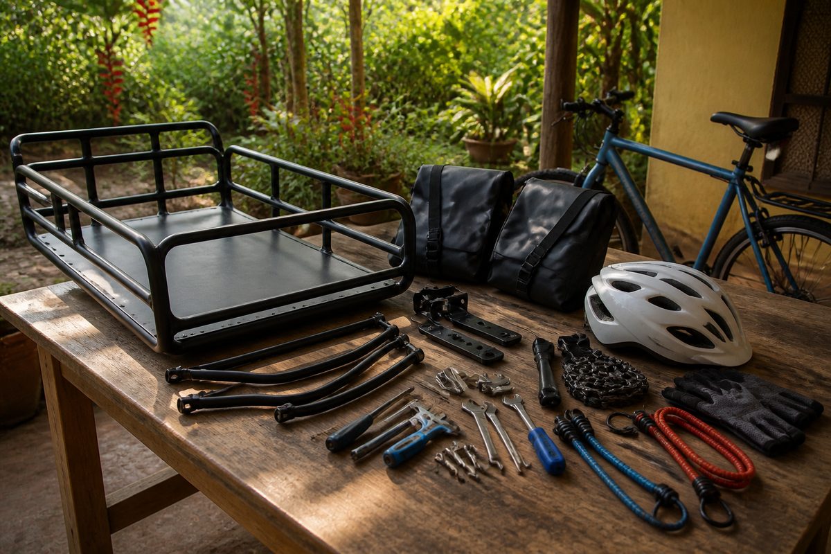 Cargo bicycle kit shown as a single practical object in Costa Rica