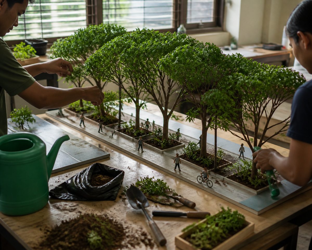 Urban shade corridor shown at a local shop in the Philippines