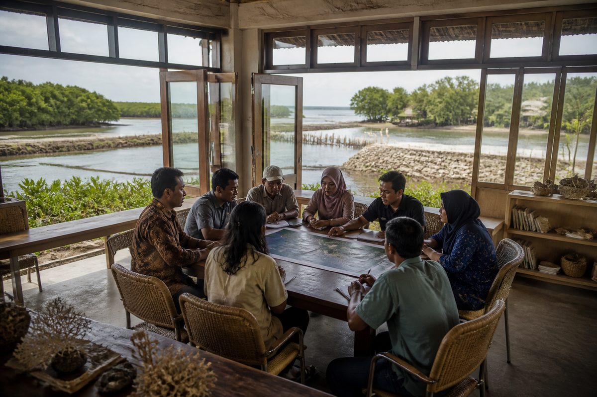 Coastal resilience project arranged inside a local operations room