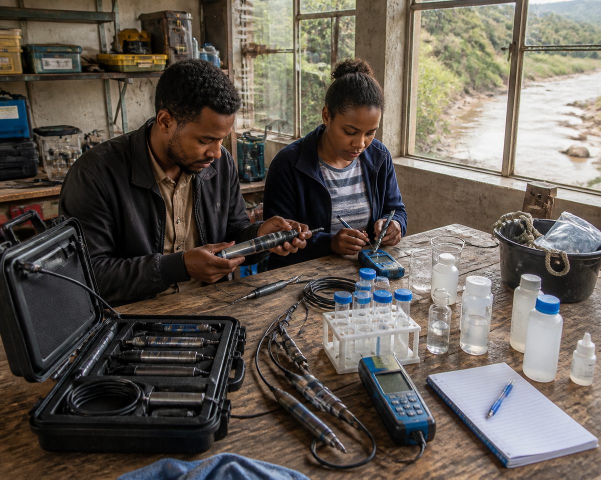 River monitoring kit arranged at a small business service area in Ethiopia