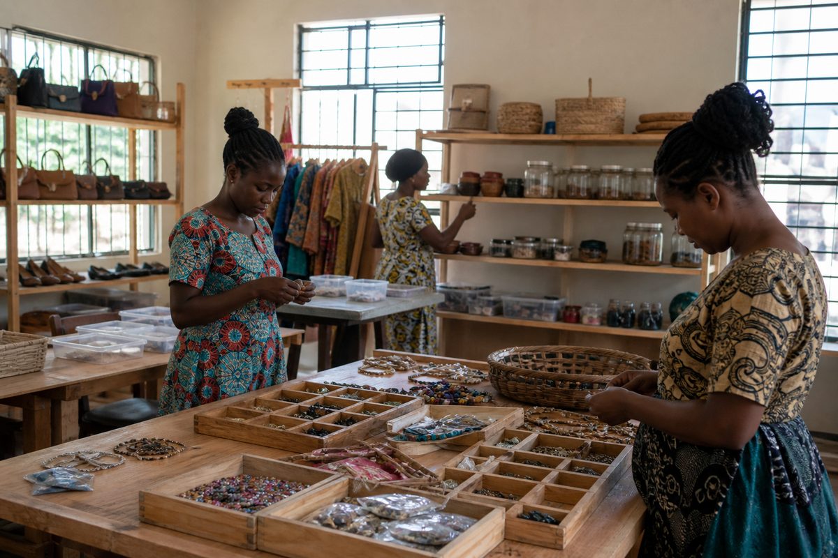 Women owned shop expansion arranged at a practical service counter in Tanzania