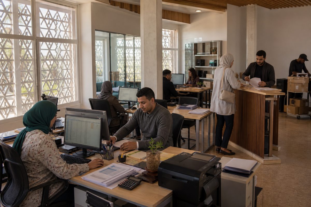 Shared business service center arranged around a shared operations hub in Morocco