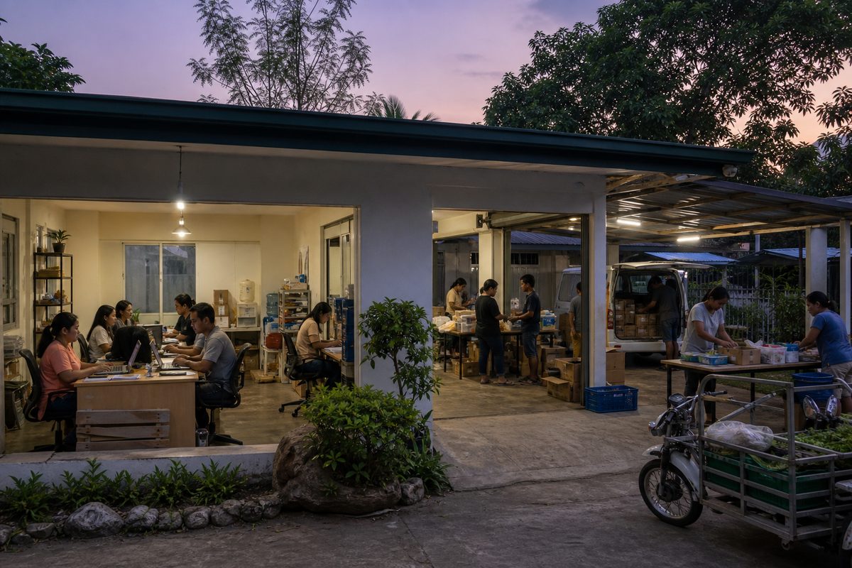 Shared business service center arranged inside a regional operations center