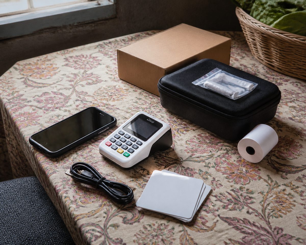 Mobile payment starter arranged with practical materials in Georgia