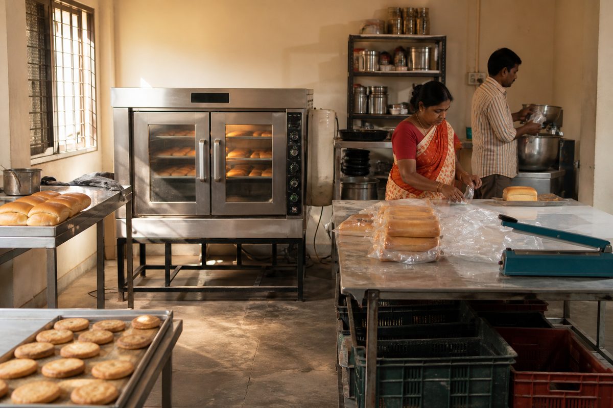 Bakery oven upgrade with tools and equipment for small scale delivery