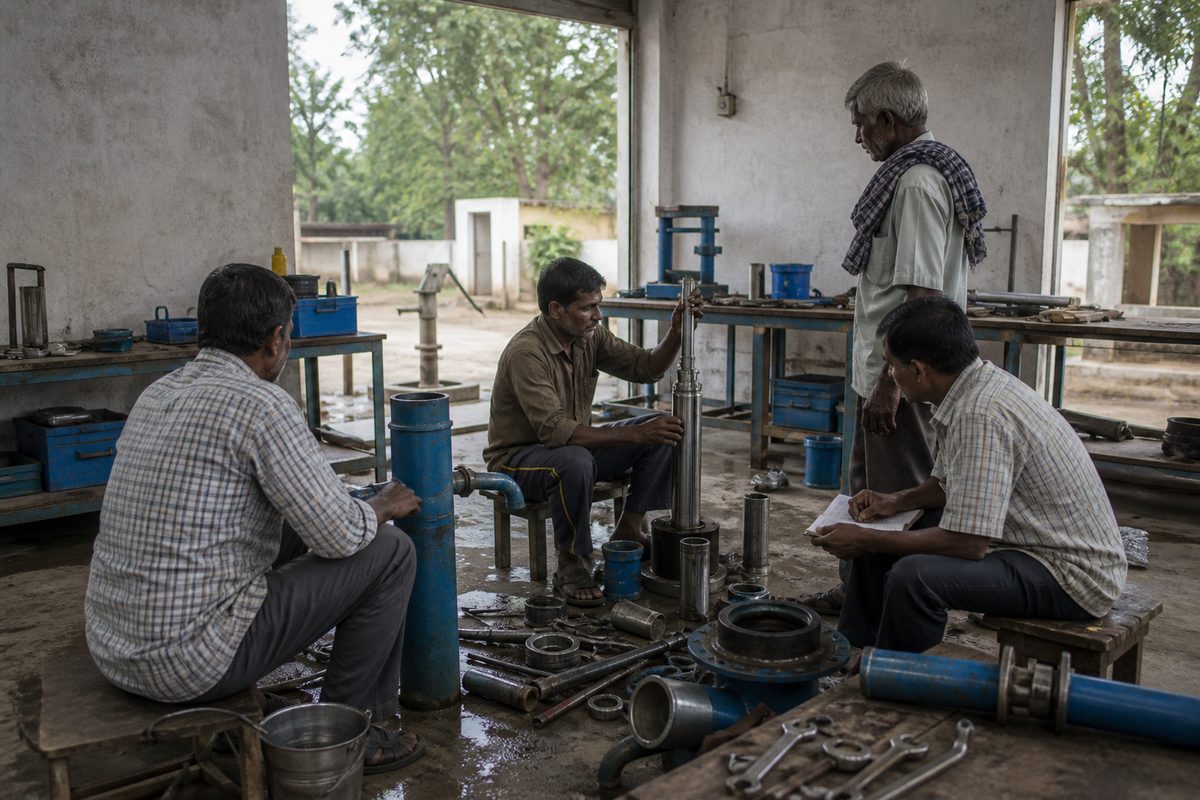 Village pump repair with equipment for community level use