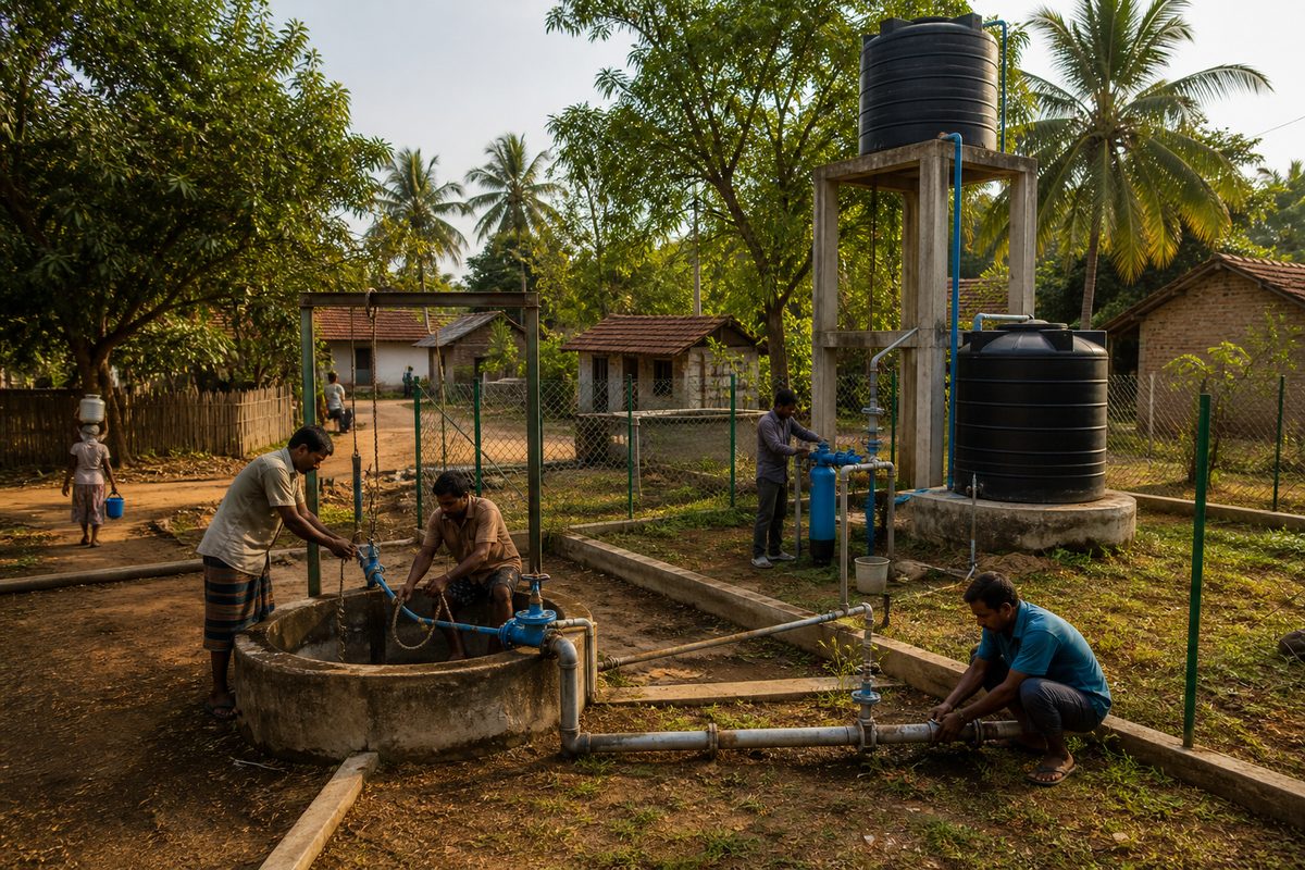 Community water network with facilities for coordinated local support