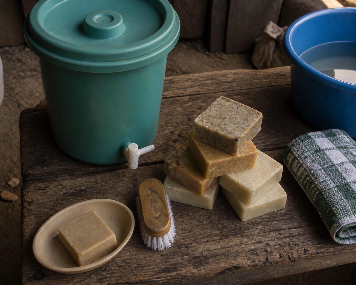 Family hygiene bundle arranged with practical materials in Tanzania