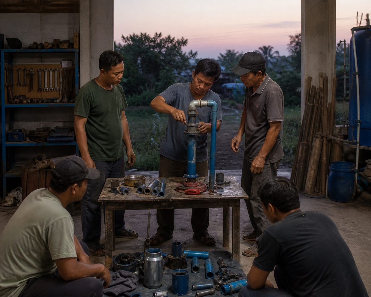 Village pump repair with equipment for community level use